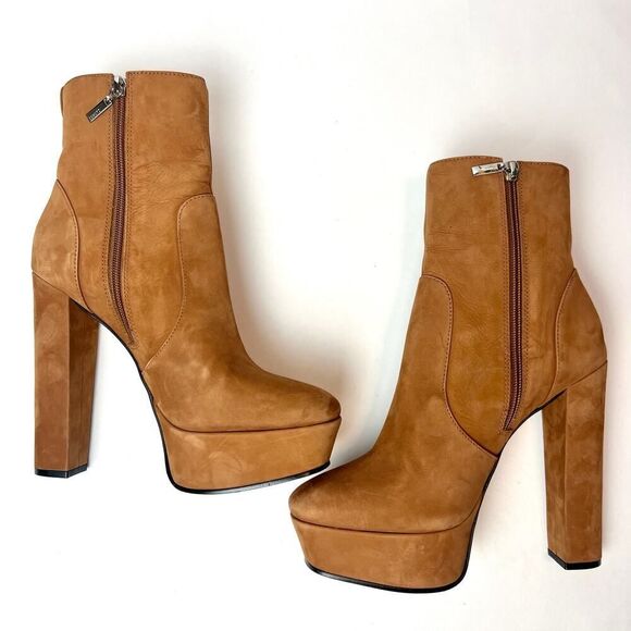 SCHUTZ July Suede Nubuck Platform High Heel Bootie Boots Sz 8.5 - Picture 5 of 11